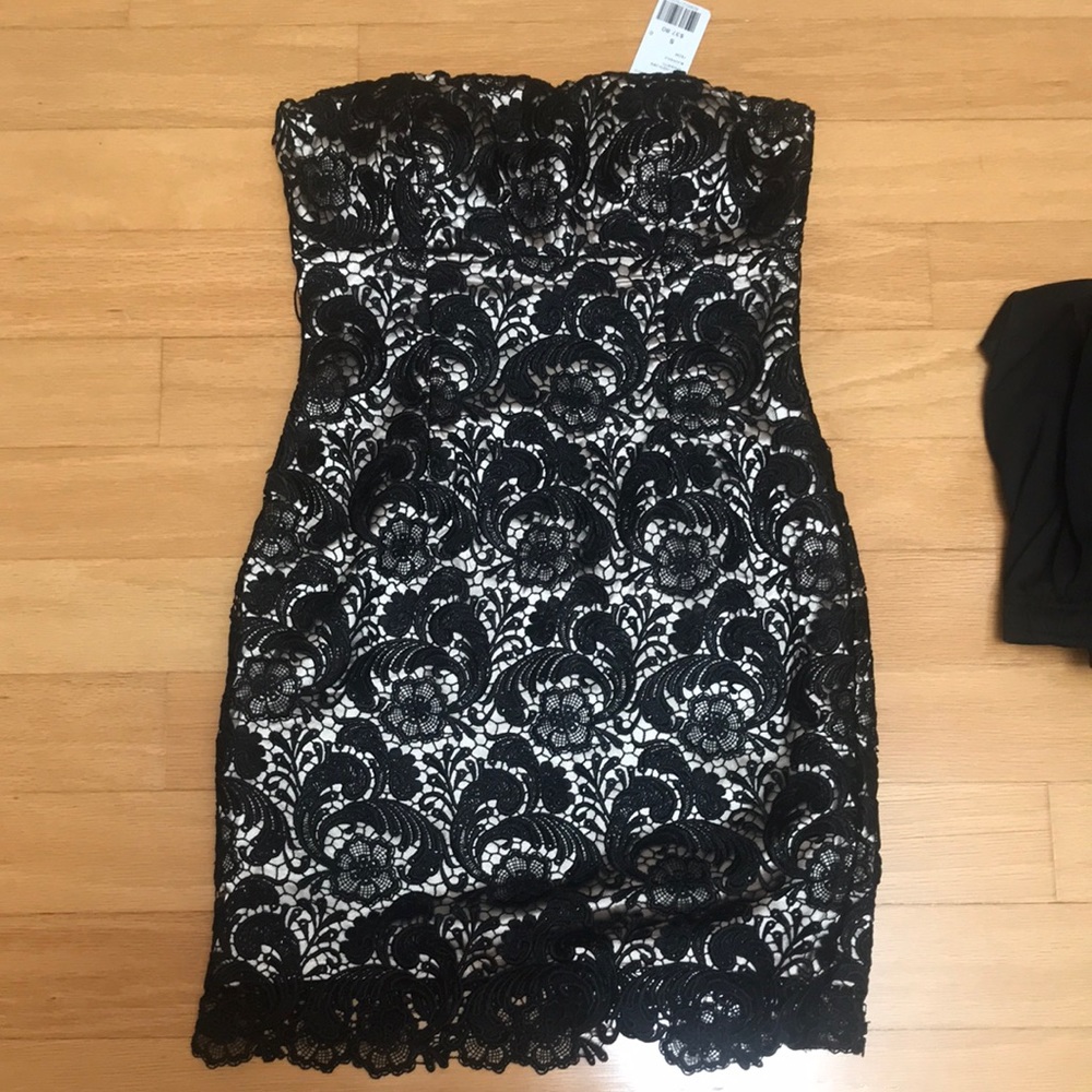 NWT F21 lace black / beige dress